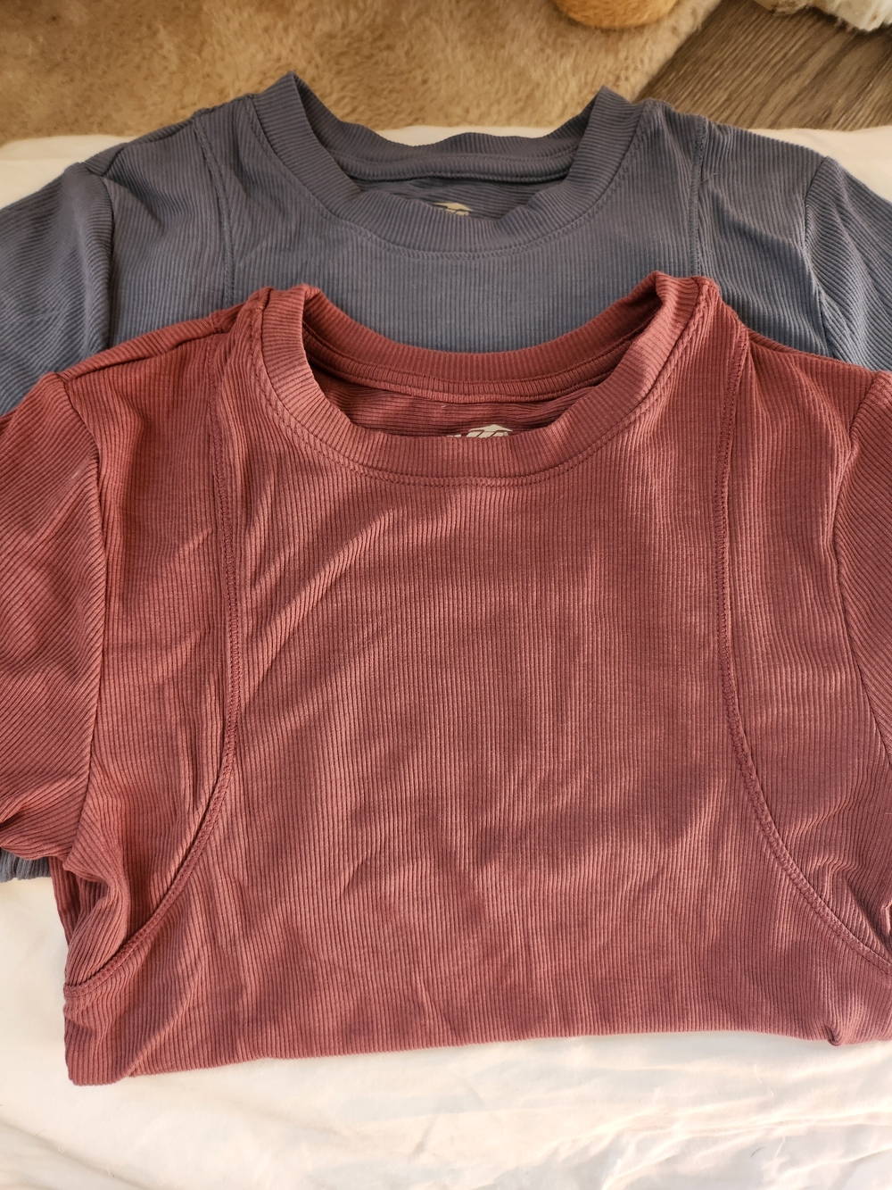 Ribbed Short Sleeve Top - Dusty Rose